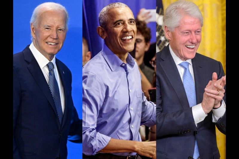 Combo de fotografías de izquierda a derecha el presidente de EE. UU., Joe Biden y los expresidentes Barack Obama y Bill Clinton. EFE/ Radek Pietruszka/ Tanner Maury/Bonnie Cash 01 130824