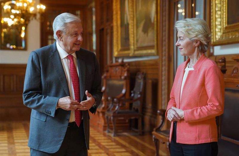 El presidente de México, Andrés Manuel López Obrador, y la presidenta de la Comisión Europea, Ursula von der Leyen. EFE/EPA/PRESIDENCY OF MEXICO 01 160623