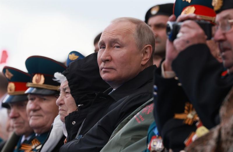 El presidente ruso, Vladimir Putin, hoy durante el 77 aniversario del Día de la Victoria.