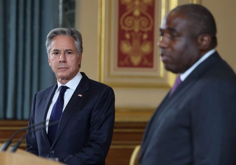 El secretario de Estado de EEUU, Antony Blinken, y el ministro de Asuntos Exteriores del Reino Unido, David Lammy, el 10 de septiembre en Londres. EFE/EPA/NEIL HALL/POOL 01 110924