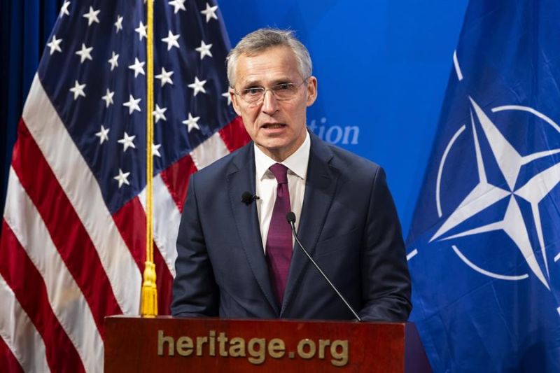 El secretario general de la OTAN, Jens Stoltenberg, habla durante un acto, este 31 de enero de 2024, en Washington. EFE/ Jim Lo Scalzo 01 010224