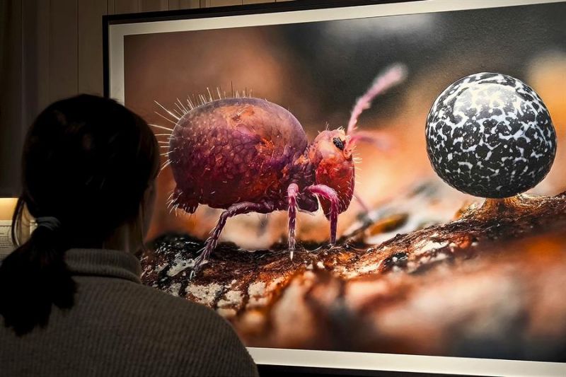 Una visitante observa una de las mejores fotografías de vida salvaje de 2024 que el Museo Natural de Historia de Londres exhibe en la exposición 'Wildlife Photographer of the Year', hasta el 29 de junio de 2025. EFE/ Guillermo Garrido