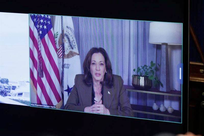 La vicepresidenta de Estados Unidos y candidata demócrata, Kamala Harris. EFE/Aaron Schwartz 01151024