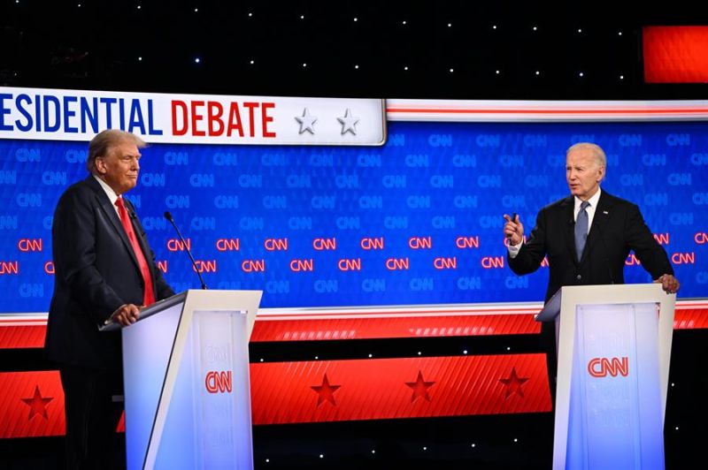 El presidente Joe Biden y el expresidente Donald J. Trump durante el debate. EFE/EPA/WILL LANZONI / CNN PHOTOS MANDATORY CREDIT: CNN PHOTOS / CREDIT CNN - WILL LANZONI EDITORIAL USE ONLY EDITORIAL USE ONLY 01 280624