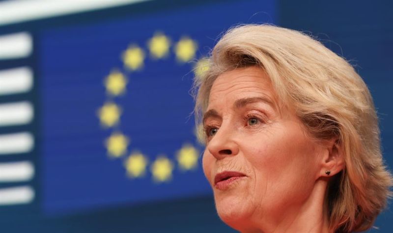 La presidenta de la Comisión Europea y candidata a repetir en el cargo, Ursula von der Leyen. EFE/EPA/OLIVIER HOSLET / POOL 01 020724