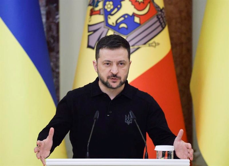 Imagen del presidente ucraniano, Volodímir Zelenski.  EFE/EPA/SERGEY DOLZHENKO 01270225