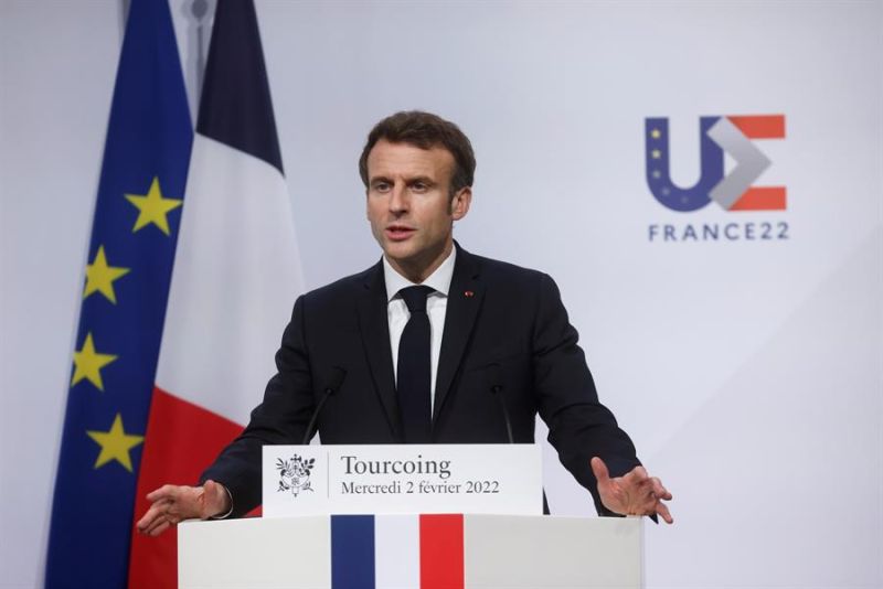 El presidente francés, Emmanuel Macron, en un acto con ministros europeos este pasado miércoles.