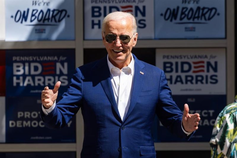 El presidente de Estados Unidos, Joe Biden, este lunes en Harrisburg, Pensilvania. EFE/Jim Lo Scalzo 01 090724