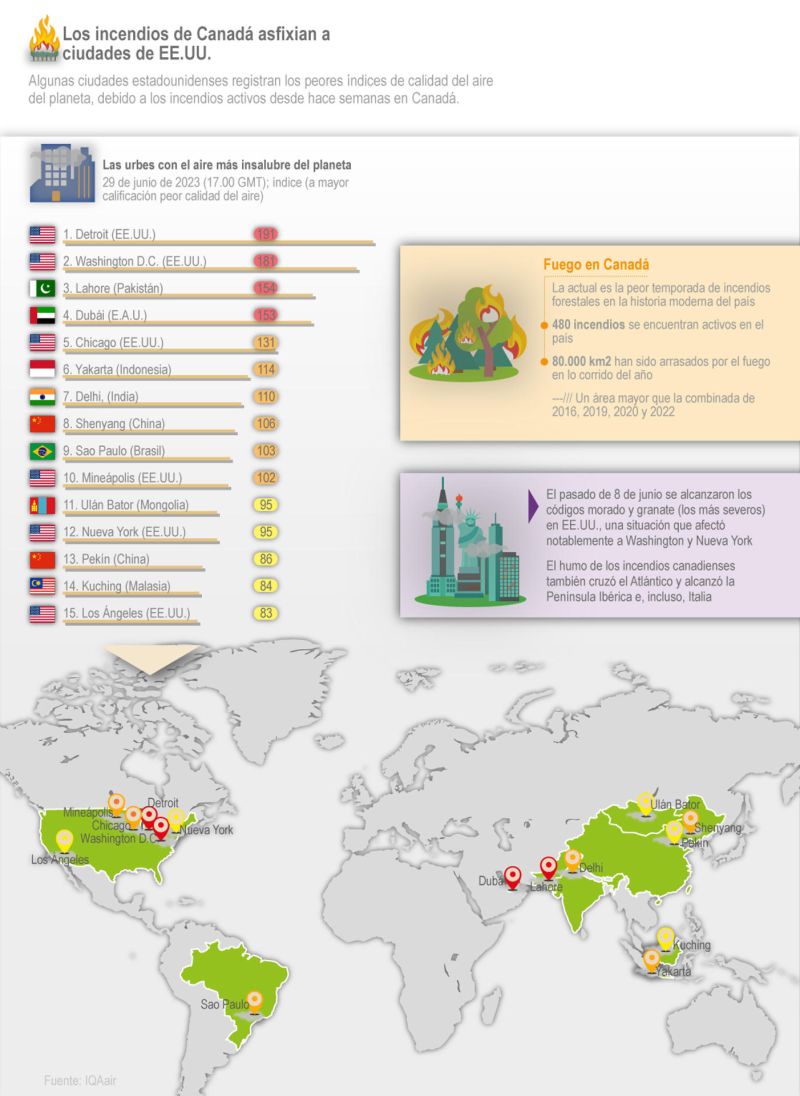 Los incendios de Canadá asfixian a ciudades de EE.UU. 01 300623